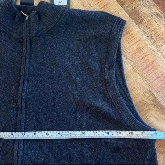 Dunning Golf Merino Wool Cashmere Full Zip Front Sweater Vest Black Size XL